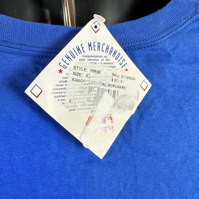 Genuine Merchandise MLB Texas Rangers Official Wordmark T-Shirt Blue Mens XL