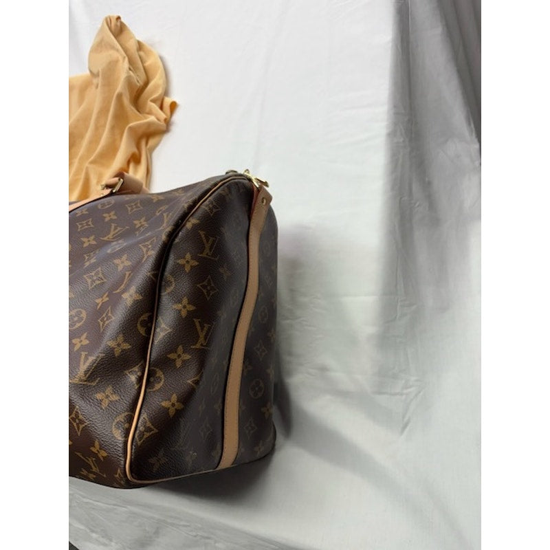 Louis Vuitton Keepall Bandouliere Monogram Duffle Travel Bag W/ Strap Brown