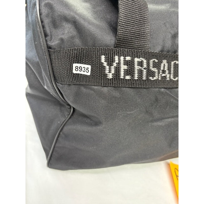Versace Profumi Faux Leather Duffle Backpack Weekender Travel Bag Black