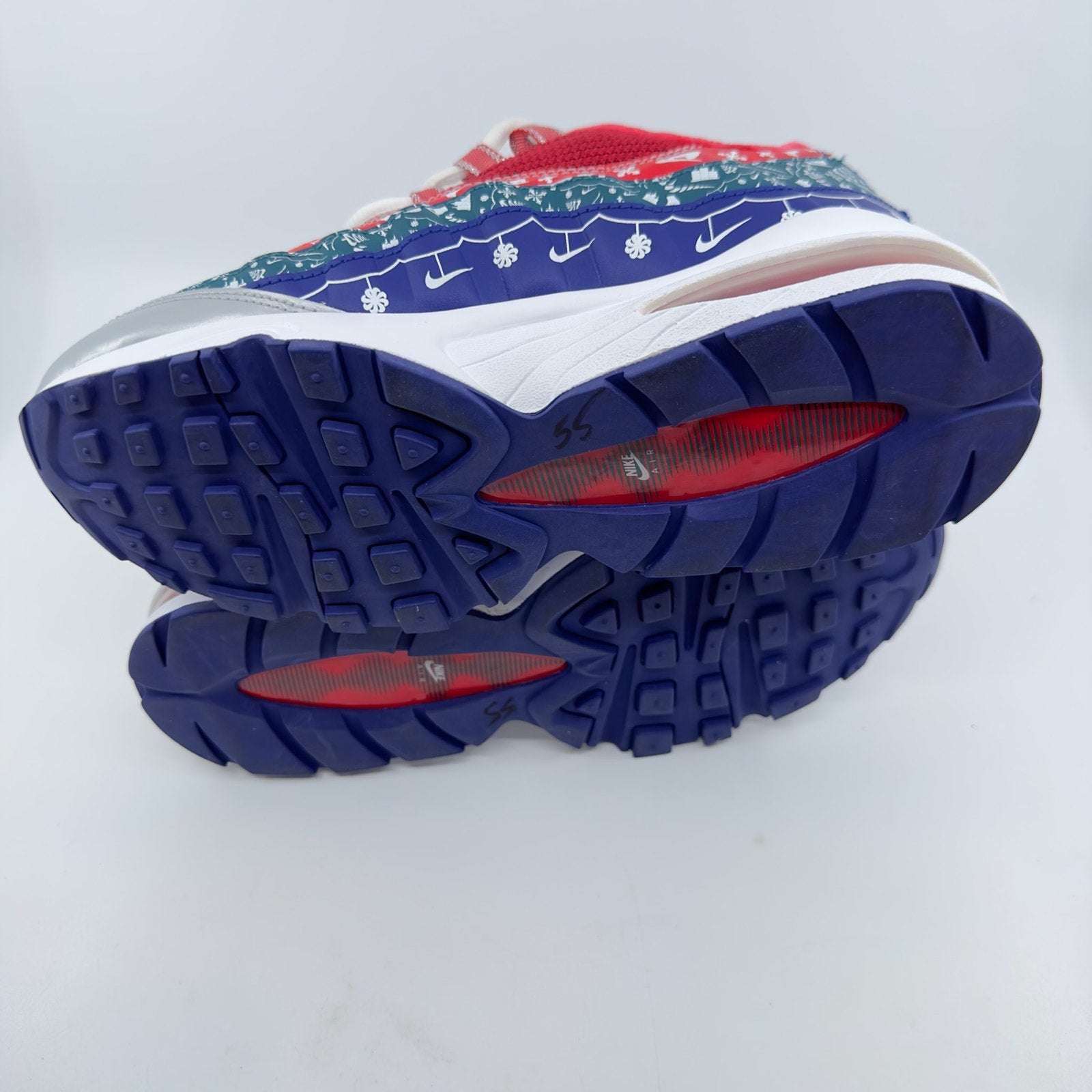 Nike Air Max 95 Sneaker Shoes Lace-Up White University Red Noble Youth Unisex 6Y
