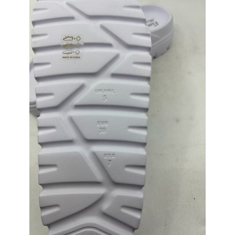FUNKYMONKEY Comfort Slides Double Buckle EVA Flat Sandals White Womens Sz 7