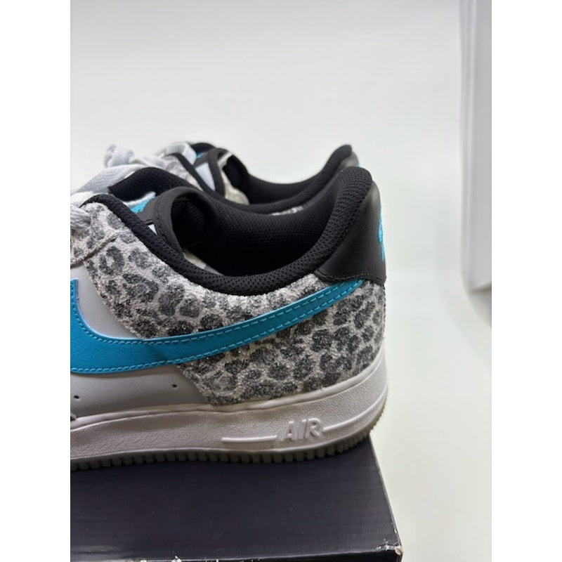 Nike Air Force 1 '07 Premium Sneakers DJ6192-001 Leopard White Blue Mens Size 10