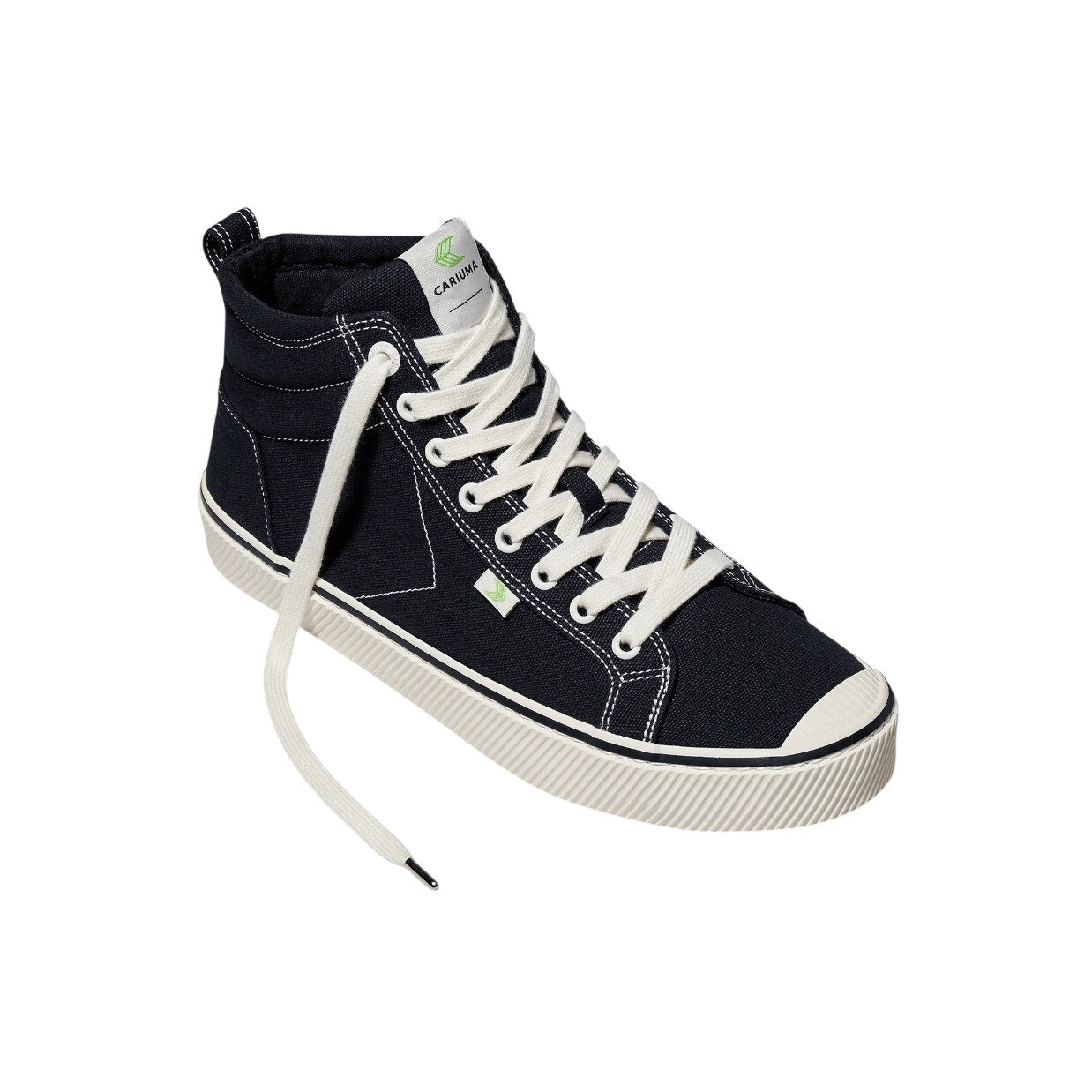 Cariuma Unisex Sneaker Oca High Contrast Stripe Organic Canvas Black W6 M4.5 NIB