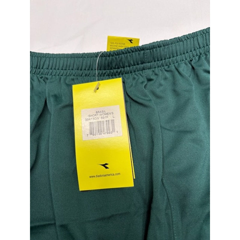 Diadora Diadry Brasil Shorts Elastic Waist Pull-On Green/White Womens Size L