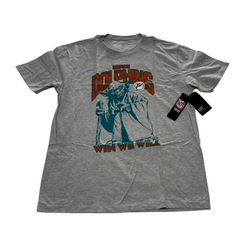 Junk Food X Star Wars Miami Dolphins YODA WIN WE WILL T-Shirt Gray Mens Sz L
