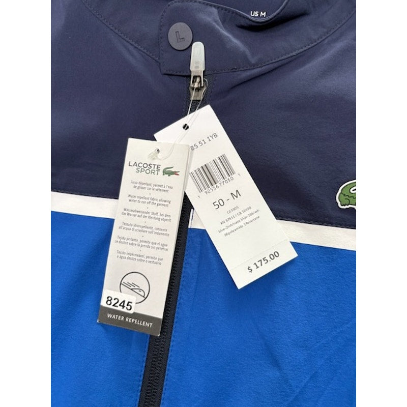 Lacoste Color-Blocked Golf Swing Top Jacket Full-Zip Blue Mens Size 50 - M