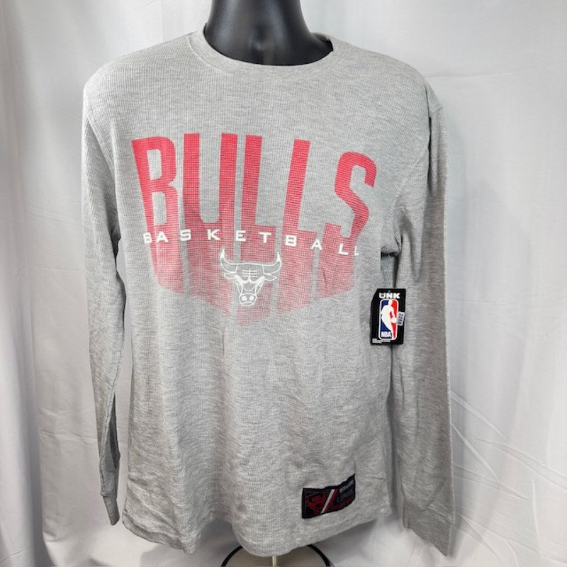 NBA Chicago Bulls UNK Promo Core Long Sleeve Henley T-Shirt Gray Mens Size M