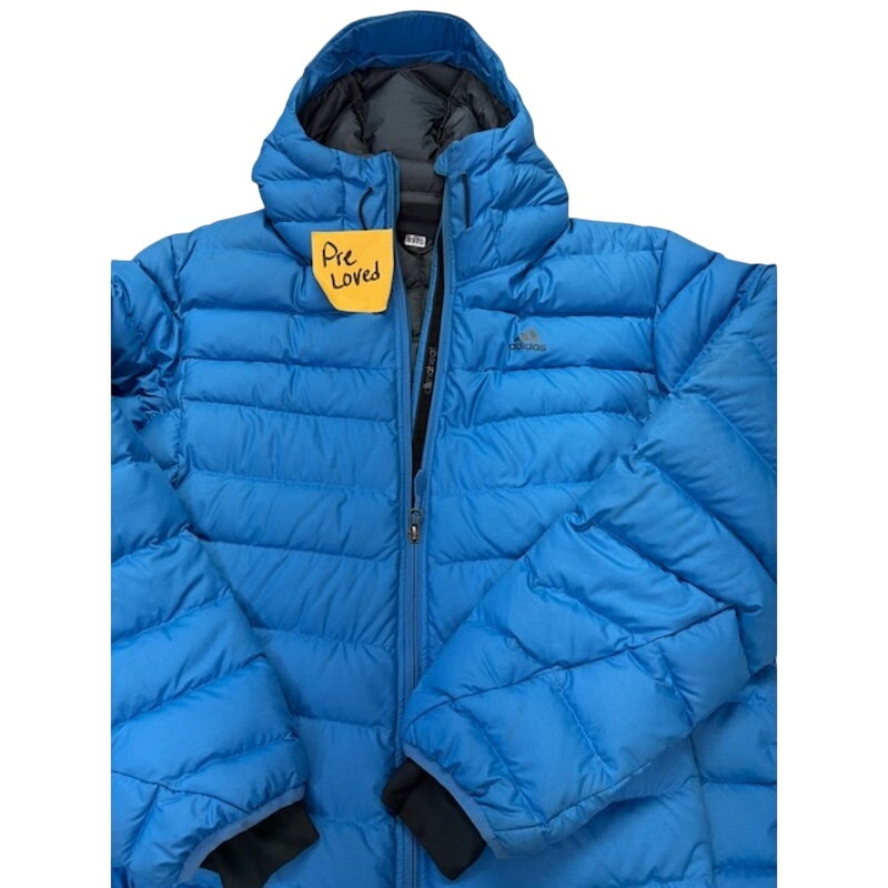 Adidas Climaheat 700+ Down Hooded Puffer Jacket Coat Blue Womens Size 46/48 UK