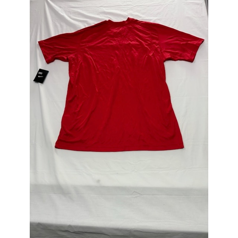 Nike Performance Shirt SS Crewneck Center Swoosh Stripe Red/White Mens Sz XL