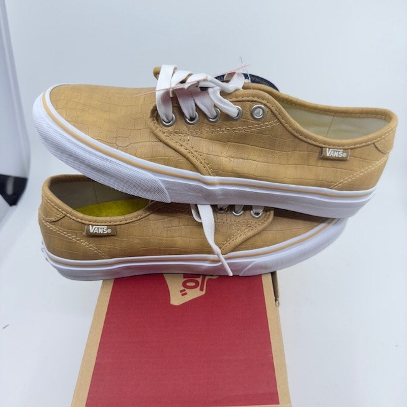 Vans Camden Deluxe Croc Skin Sneakers Low Top Canvas Camel Brown Womens 7.5