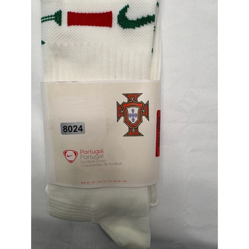 Nike Portugal Football Socks Knee-High Logo Print White Adult Size 8.5-12.5