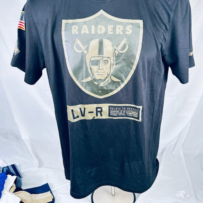 Nike NFL Las Vegas Raiders Salute To Service T-Shirt Crew Neck Black Mens M