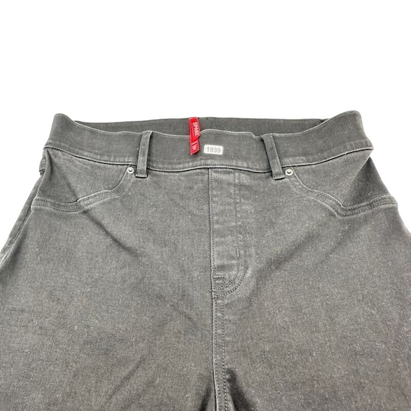 Spanx High Rise Cut Off Shorts Faux Pockets Raw Edge Hem Stretch Black Womens M