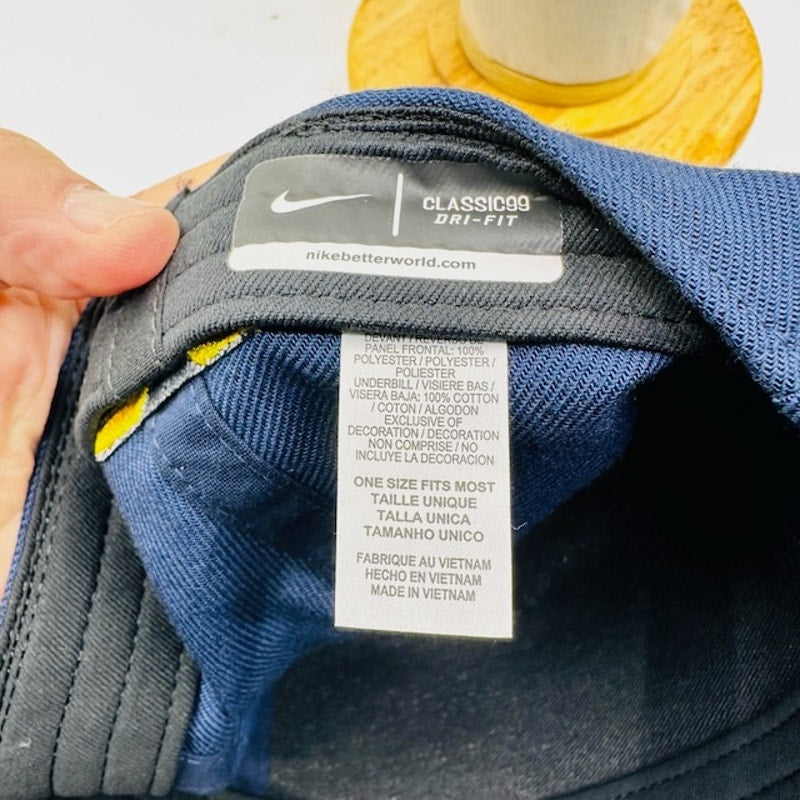 Nike Michigan Wolverines Local Dna Verbiage Swoosh Flex Cap Blue Mens OS