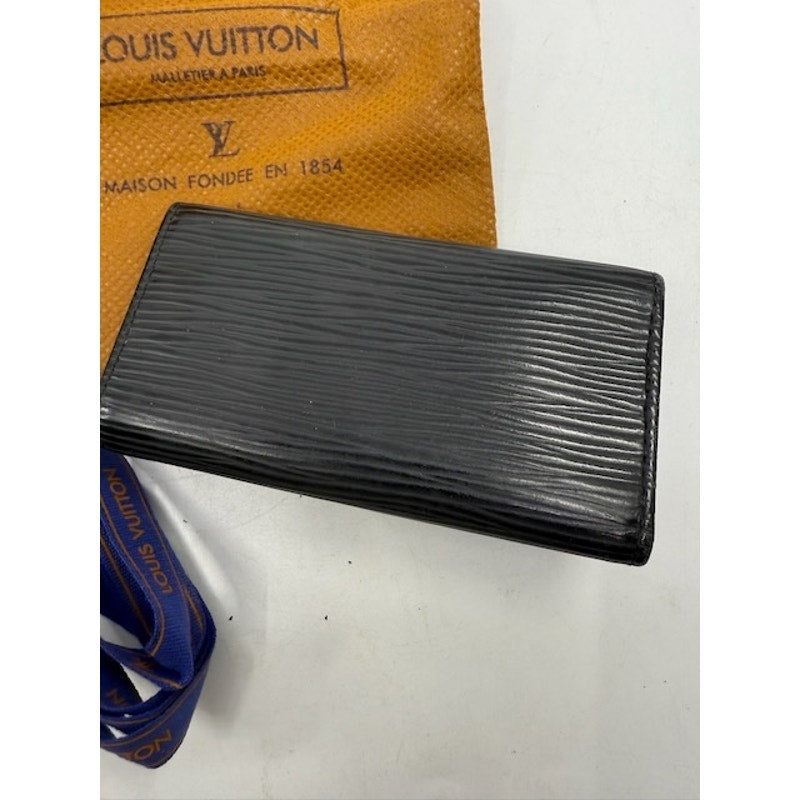 Louis Vuitton Leather Black Wallet + With Box and Dust Bag Black