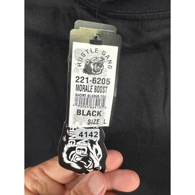 Hustle Gang Morale Boost Tee Shirt Crew Neck Cheerleader Black Mens Large