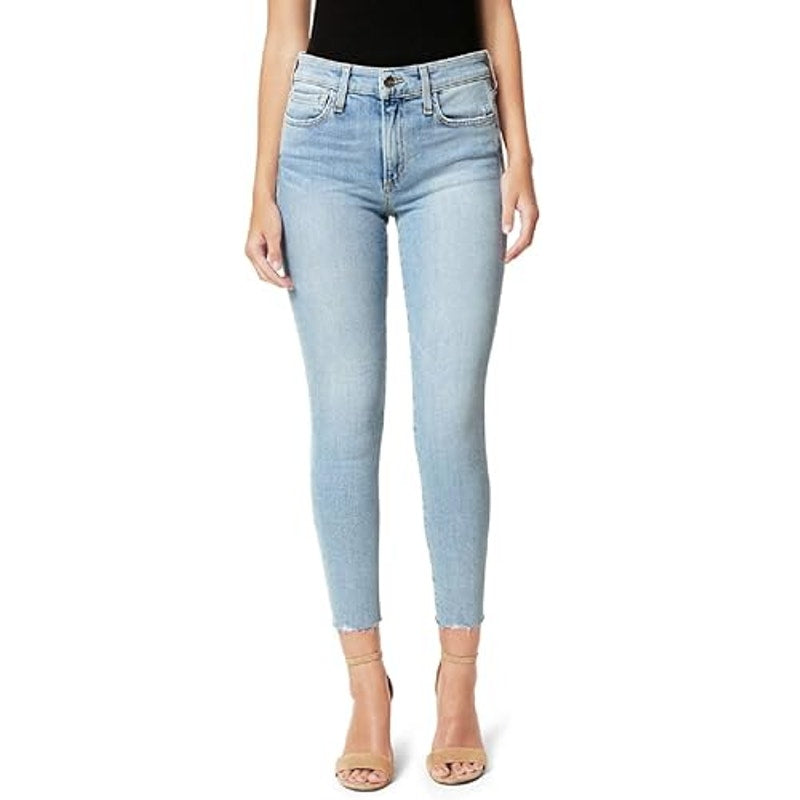Joe's The Icon Skinny Cropped Jeans Mid Rise Raw Hem Denim Blue Womens 31