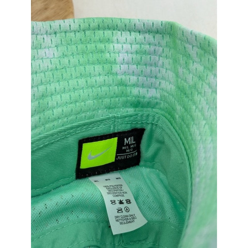 Nike Tie Dye Mesh Bucket Hat Dri-FIT Lightweight Green White Womens Size M/L