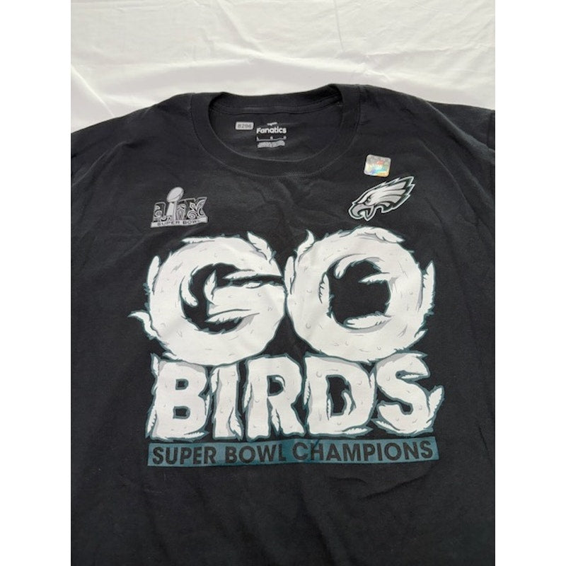 Fanatics Philadelphia Eagles Super Bowl T-Shirt Go Birds Black Mens Size L