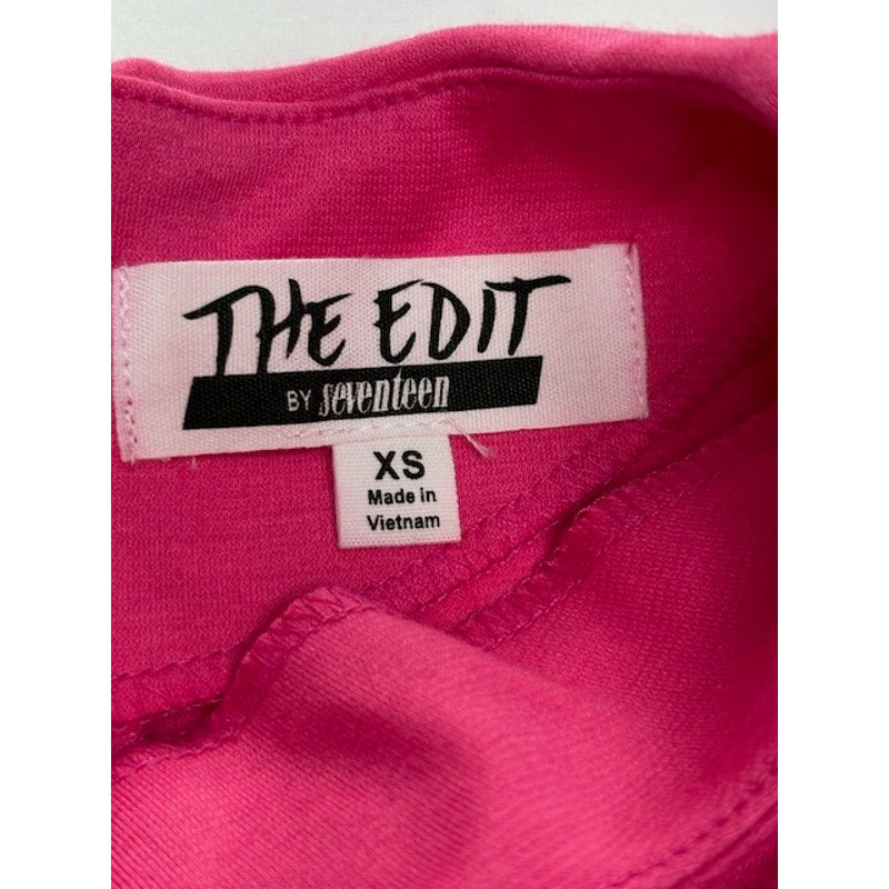 The Edit By Seventeen Ruffled Cold-Shoulder Crop Top Pink Womens Size XS