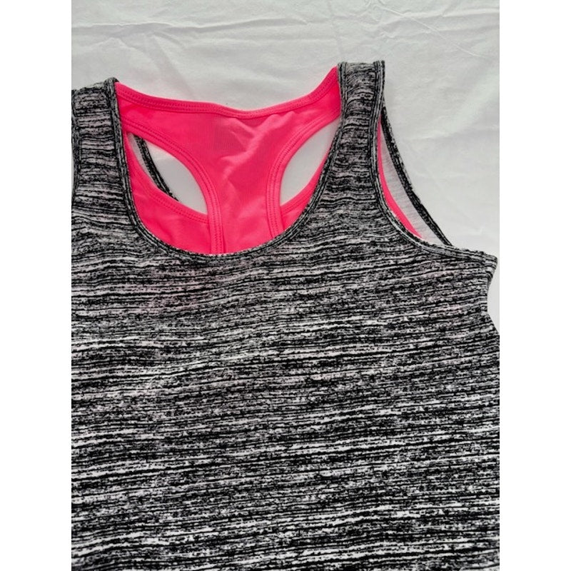 Material Girl Active Dress Racerback Athletic Bodycon Gray Pink Womens XS