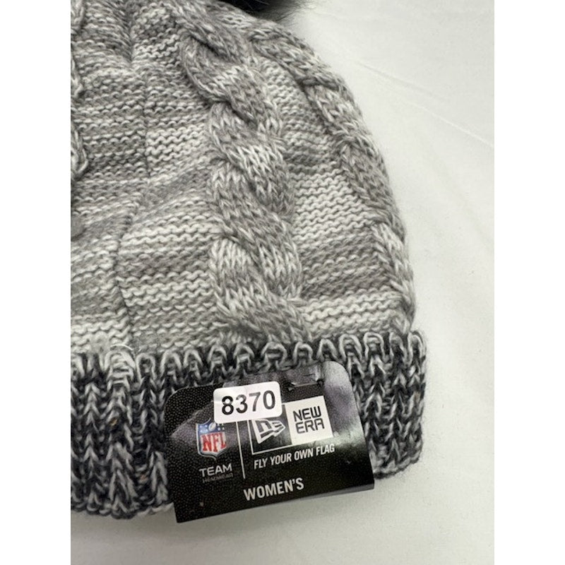 New Era NFL Cable Knit Pom Beanie Sherpa Lined Winter Hat Gray Womens OS