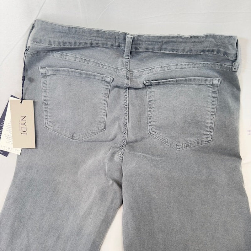 NYDJ Marilyn Straight Crop Capri Jeans Mid Rise Cuffed Hem Gray Womens Size 10P