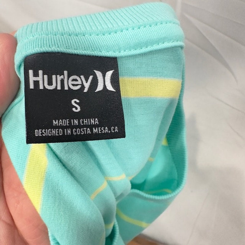 Hurley H2O Dri Harvey Striped Tee Shirt Sweat Wicking Short Sleeve Mens Size S