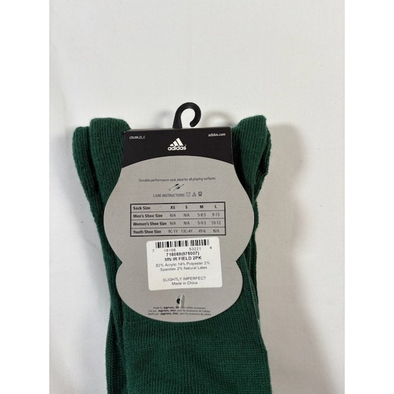 2 Pairs Adidas Soccer Socks Over The Calf Green/White Mens Size L / 9-13