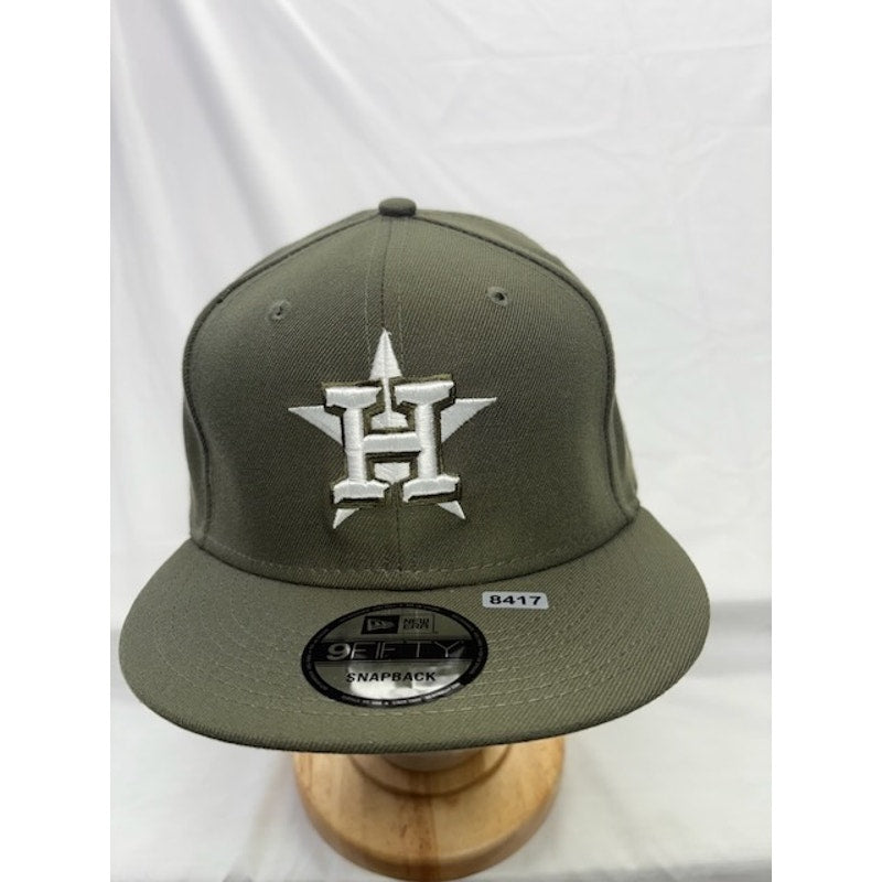 New Era 9FIFTY Houston Astros Snapback Hat MLB Flat Brim Olive Green Unisex OSFM