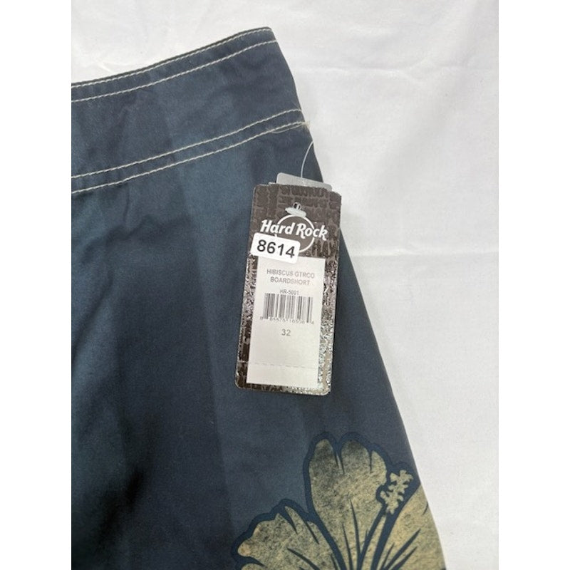 Hard Rock Cafe Hibiscus Citro Boardshorts Surf Swim Floral Blue Mens Size 32