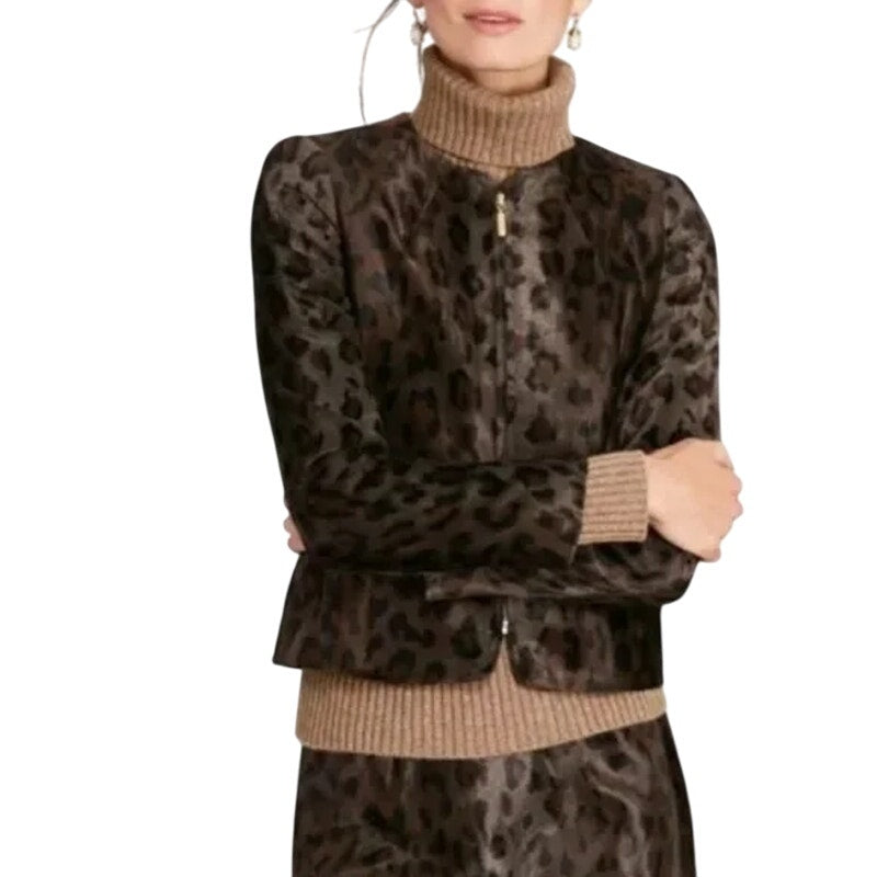Brooks Brothers Faux Calf Hair Animal Print Jacket Brown/Black Womens Size 8