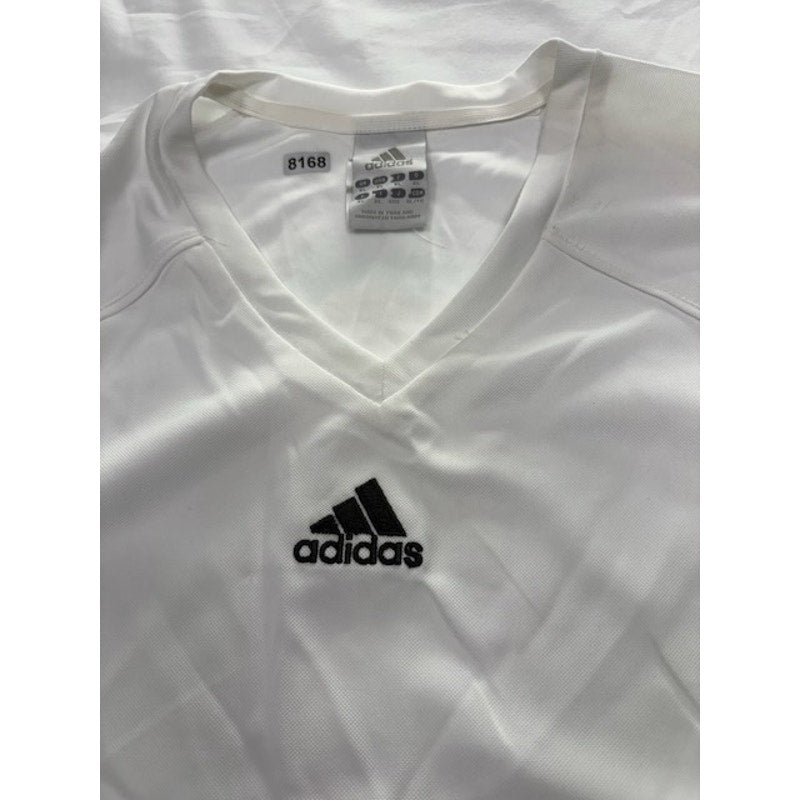 Adidas Climalite Short Sleeve Training Jersey Shirt V-Neck White/Black Mens Sz L
