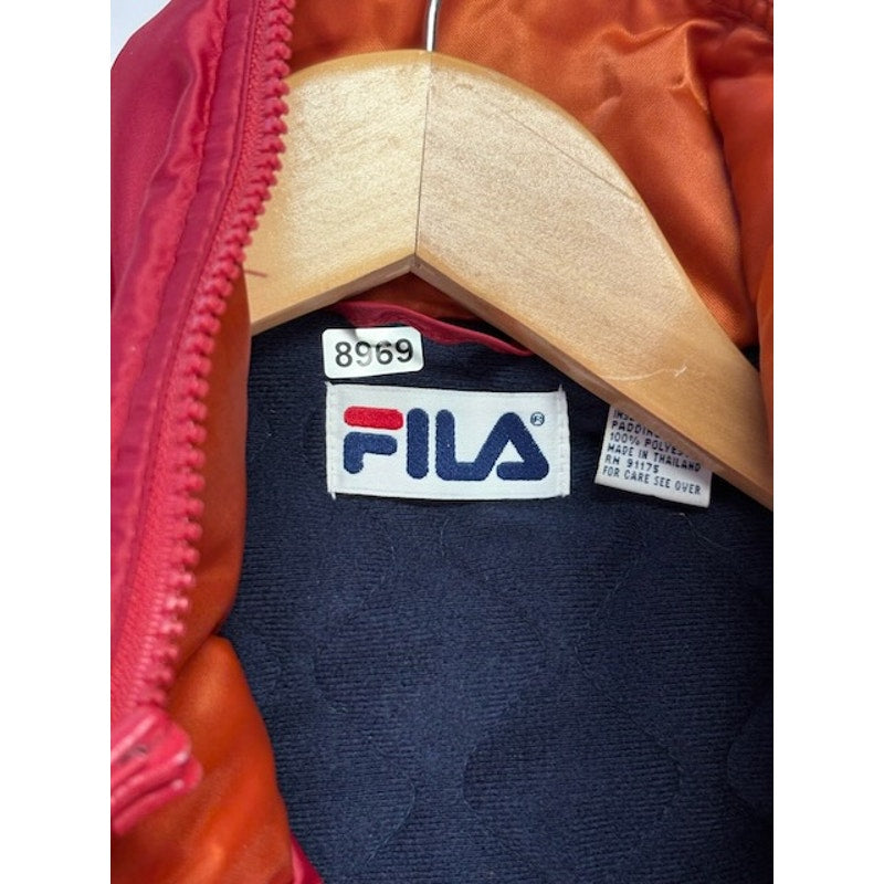 Fila Vintage Sun Faded Japan Sport Stripes Jacket Quilted Lined Red Mens Size L