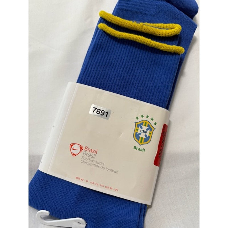 Nike CBF Brasil Football Socks Knee High Blue/Yellow Unisex Size 8.5-12.5