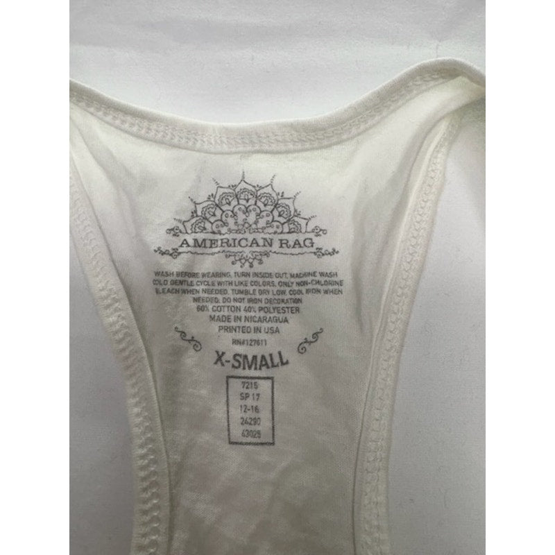 American Rag Cie Heart Graphic Racerback Tank Top White Pink Womens Size XS