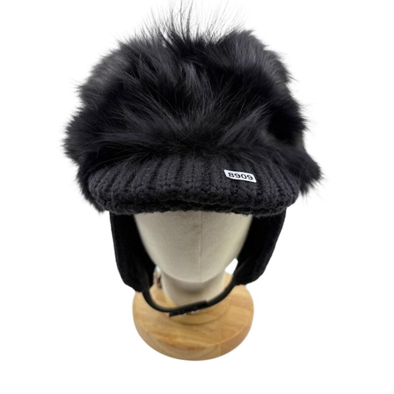PRADA Fur Trapper Hat Ear Flap Winter Cap Authentic Black Unisex Size XL