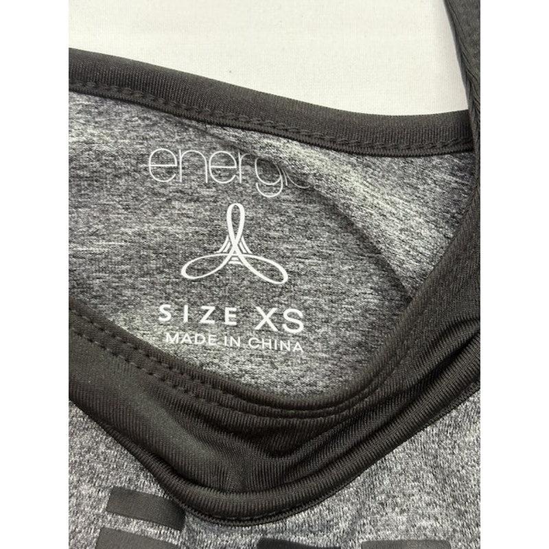 Energie Medium Impact Halter Sports Bra Run Graphic Gray Black Womens XS