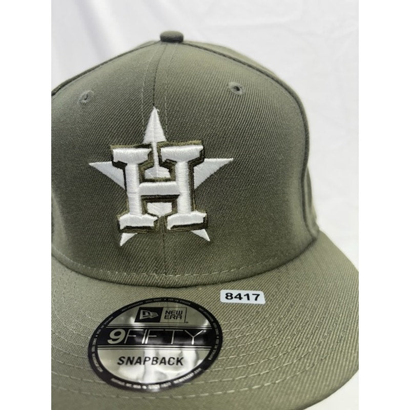 New Era 9FIFTY Houston Astros Snapback Hat MLB Flat Brim Olive Green Unisex OSFM