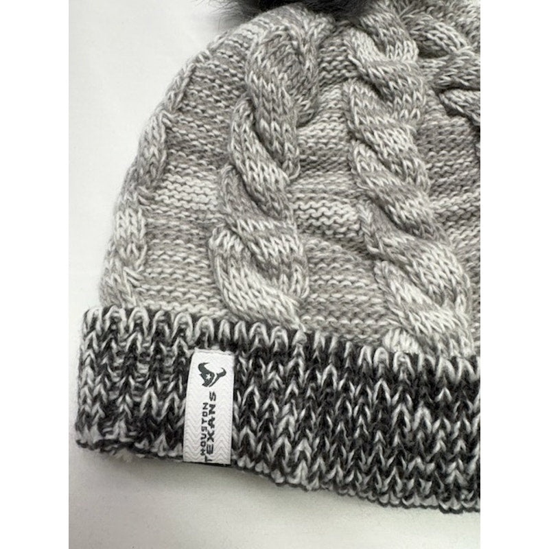 New Era NFL Cable Knit Pom Beanie Sherpa Lined Winter Hat Gray Womens OS