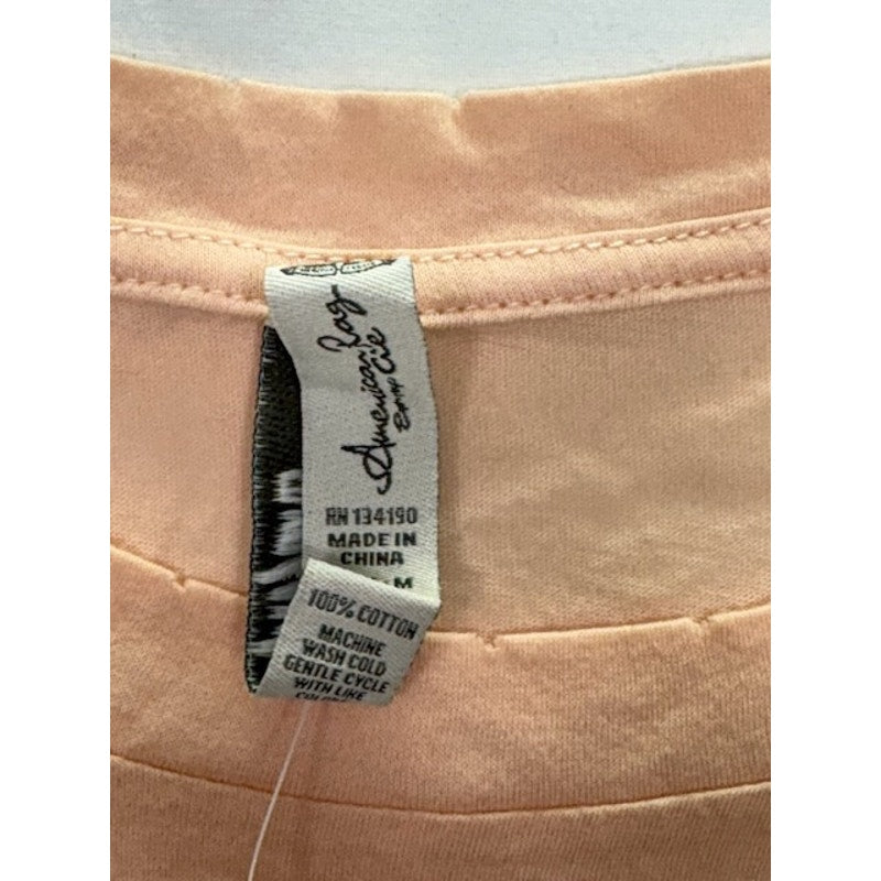 American Rag Cie Babydoll Top Short Sleeve Cotton Peach Womens Size Medium