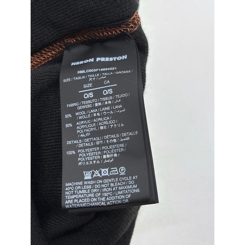 Heron Preston NASA Logo Knit Beanie Hat Wool Blend Black Unisex One Size