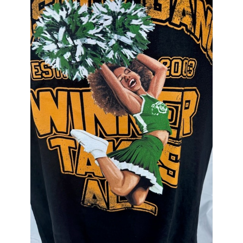 Hustle Gang Morale Boost Tee Shirt Crew Neck Cheerleader Black Mens Large