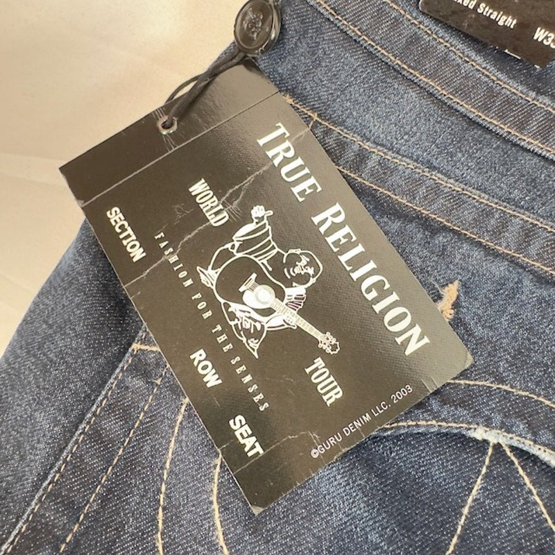 True Religion Ricky Flap SE Relaxed Straight Jeans Dark Axle Denim Mens Size 33