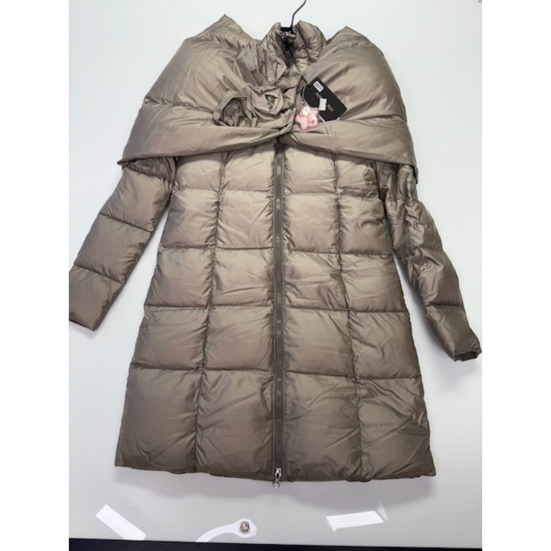 Patrizia Pepe Premium Long Puffer Down-Jacket Full-Zip Beige Womens Size 44