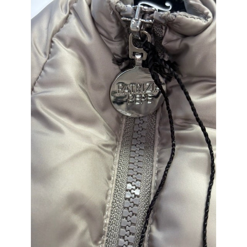 Patrizia Pepe Premium Long Puffer Down-Jacket Full-Zip Beige Womens Size 44