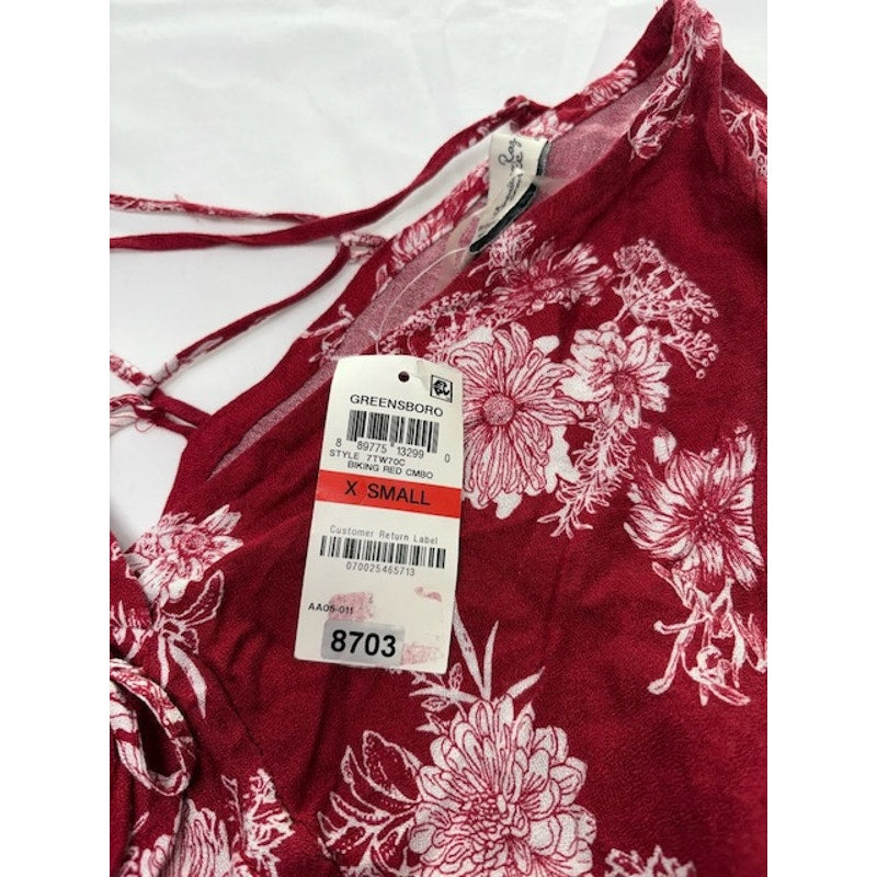American Rag Cie High-Low Floral-Print Peasant Top Biking Red Combo Size XS