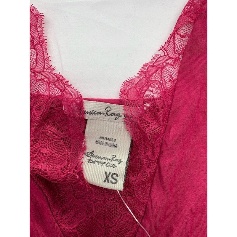 American Rag Cie Lace Trim V-Neck Bodysuit Persian Red Womens Juniors Sz XS
