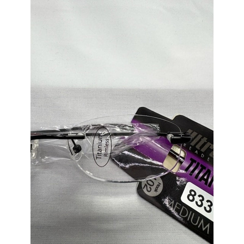 Ultra Spex Compact Foldable Reading Glasses +1.75 Titanium Rimless Hook 102