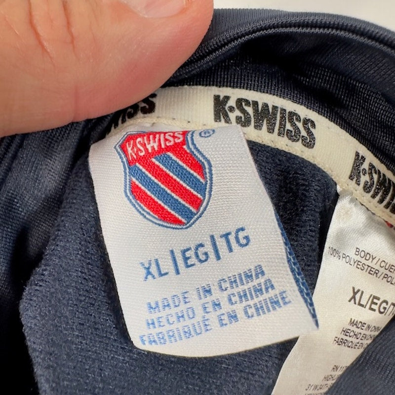 K-Swiss Old Goods Track Jacket Long Sleeve Zip-Up Athletic Fit Navy Mens Size XL